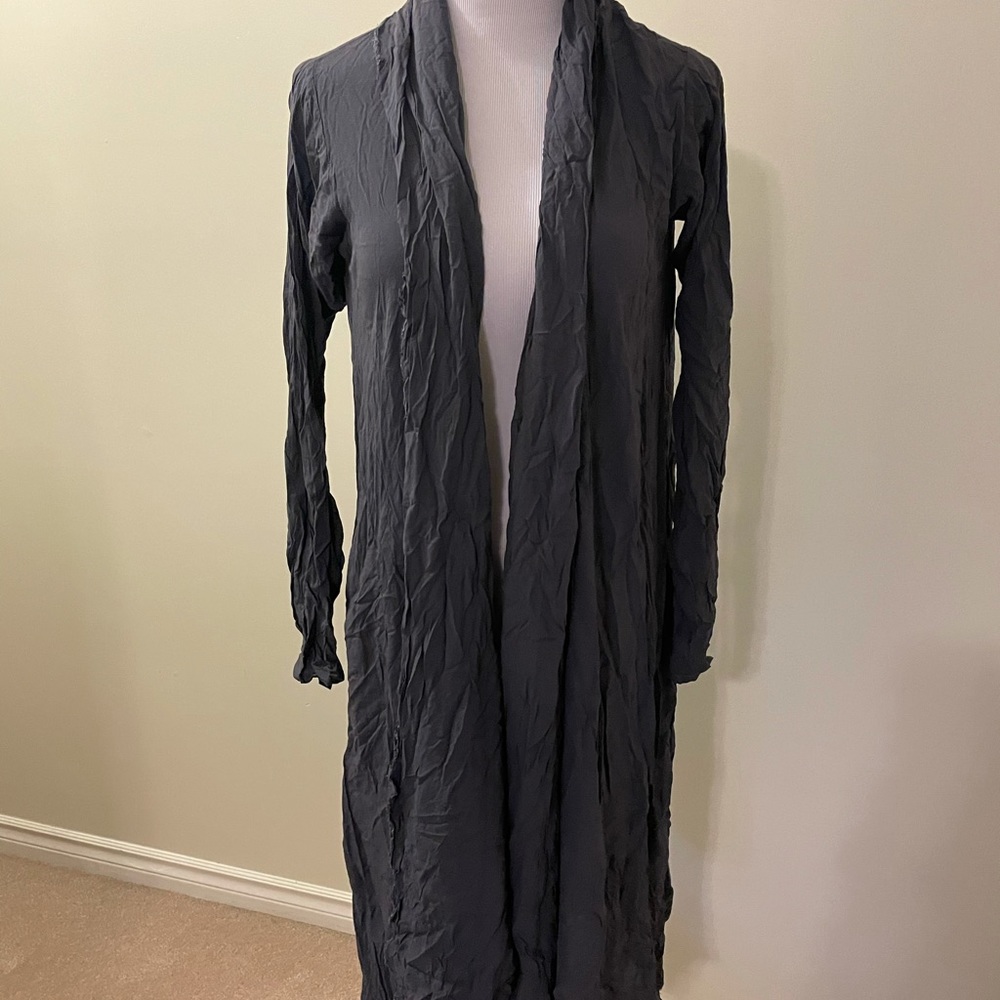 Noctex crinkly long open front cardigan